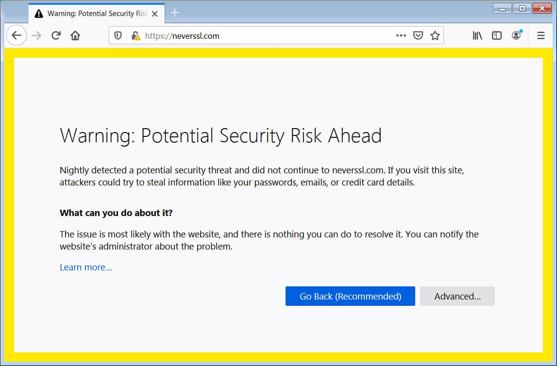  security alert while opening bettingbasse.net in browser

