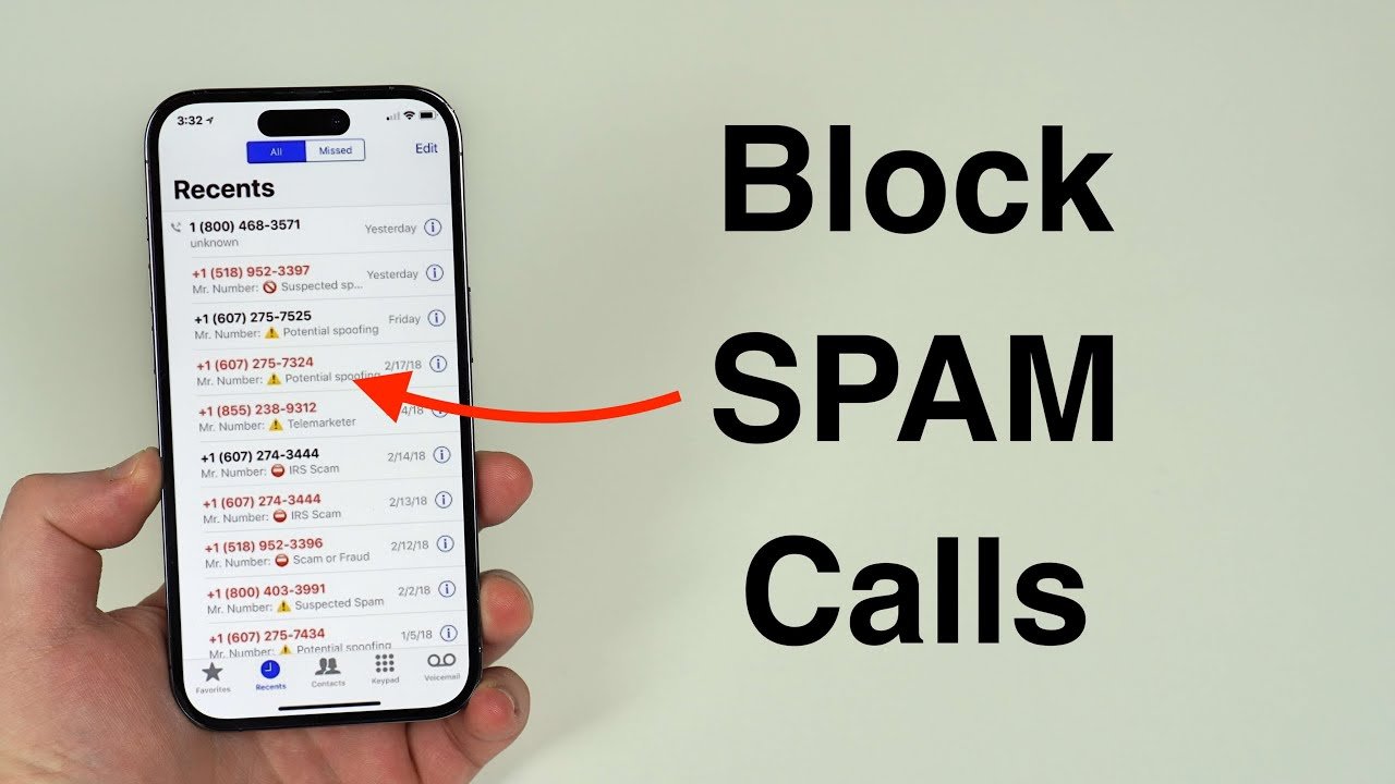 Smartphone showing how to block spam calls like 1218240924
