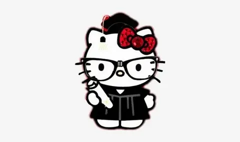 Hello Kitty character in red bow pose