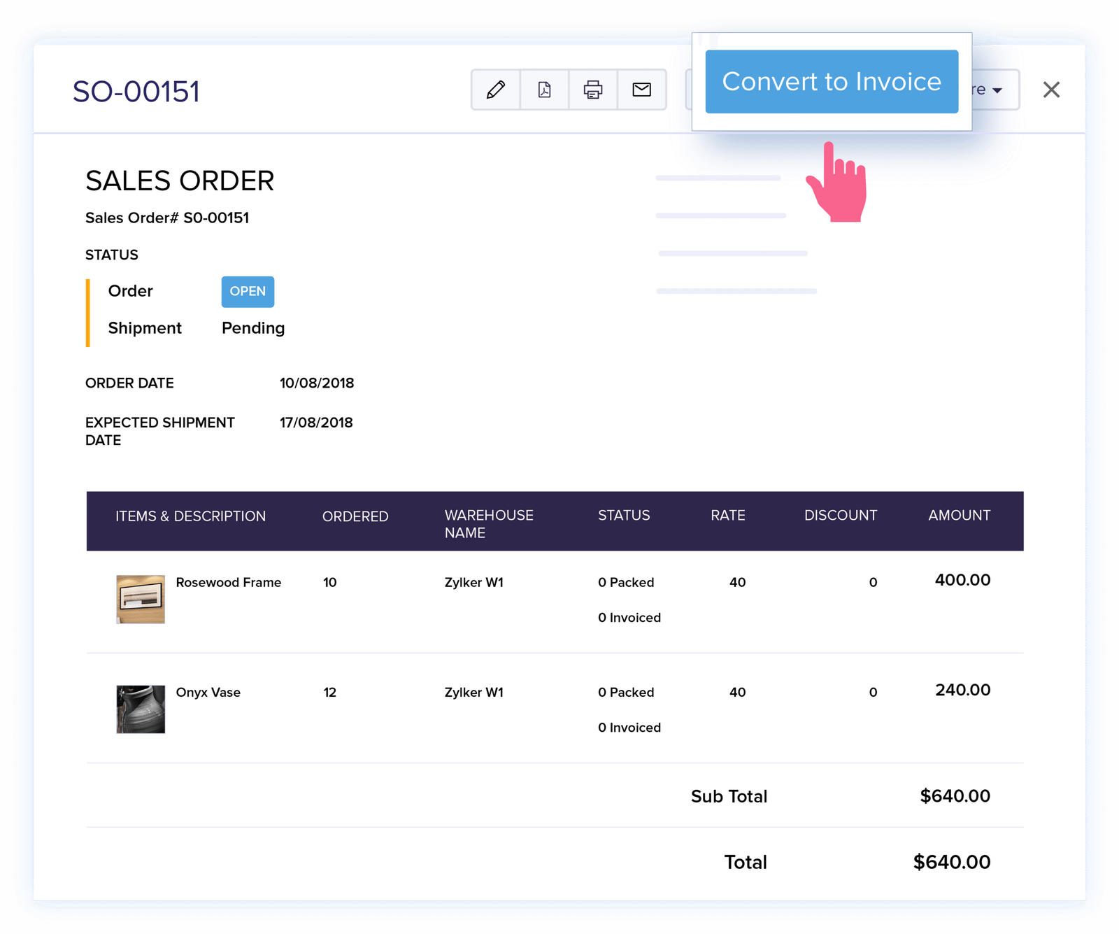Search result showing 2030070316 used for order tracking