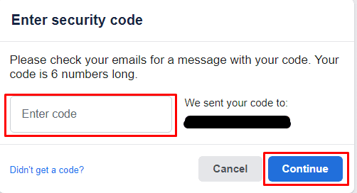 Facebook verification alert showing code sent by 3330038533