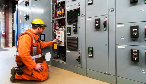  Electrical control panel maintenance by Närkes Elektriska at industrial site