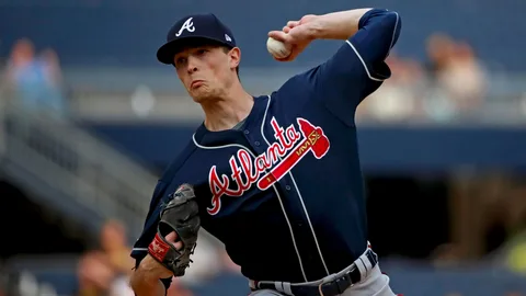 Max Fried pitching against the San Francisco Giants