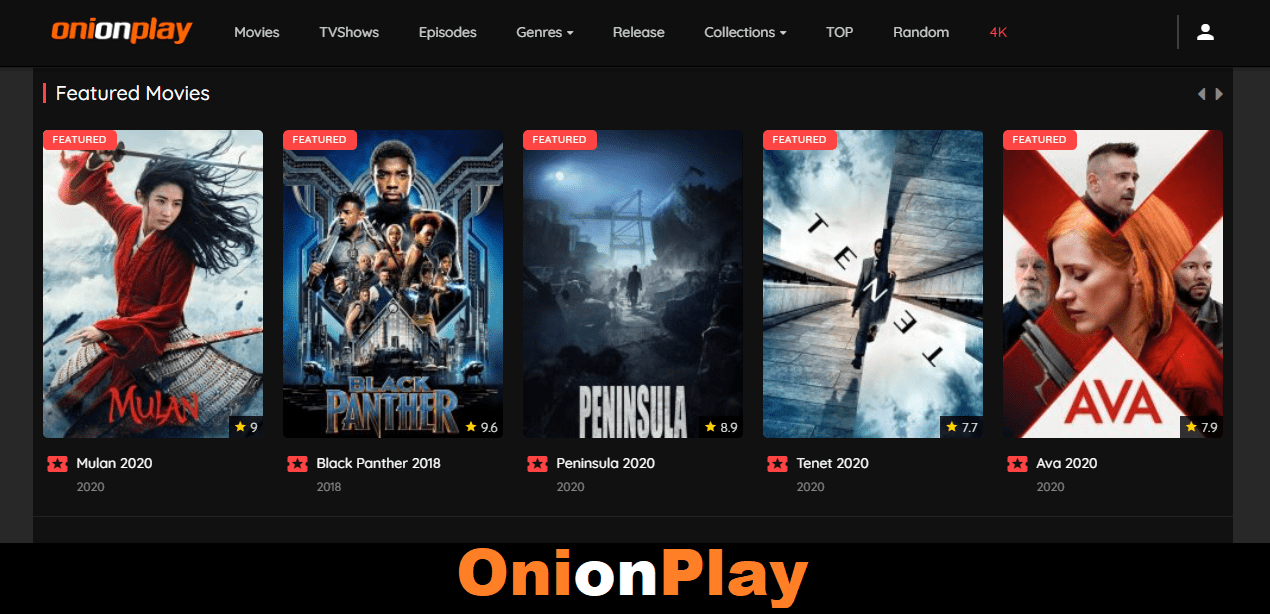  OnionPlay genre categories including action, drama, and sci-fi