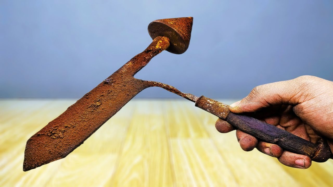 Tools on a wooden table used by Drew Pritchard and his wife