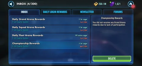 swgoh web store daily login rewards