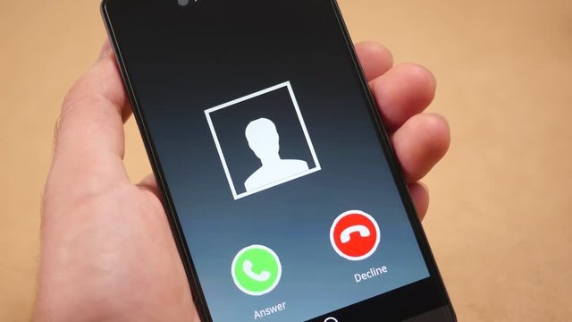 Phone screen showing incoming call from 1484599876