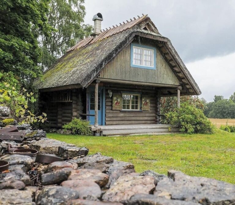 Historic sodziu landscape with wooden homes