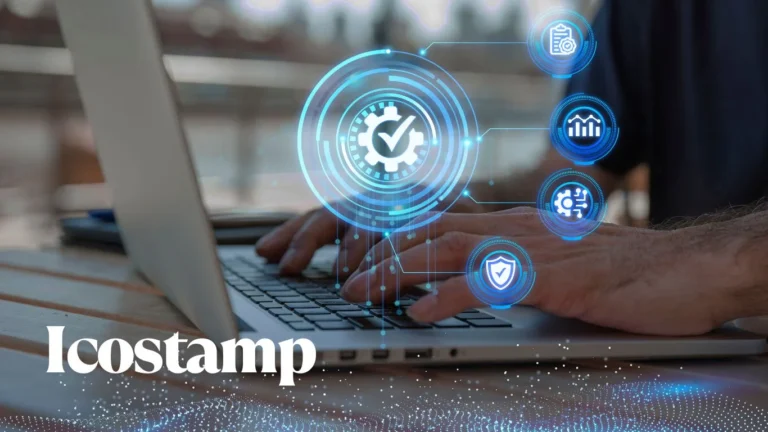 person overwhelmed by fast-scrolling crypto data on icostamp.com