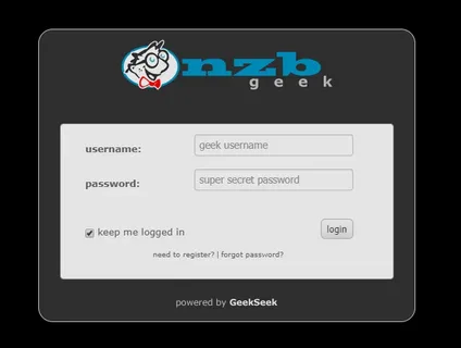 NZBGeek dashboard showing search and NZB listings